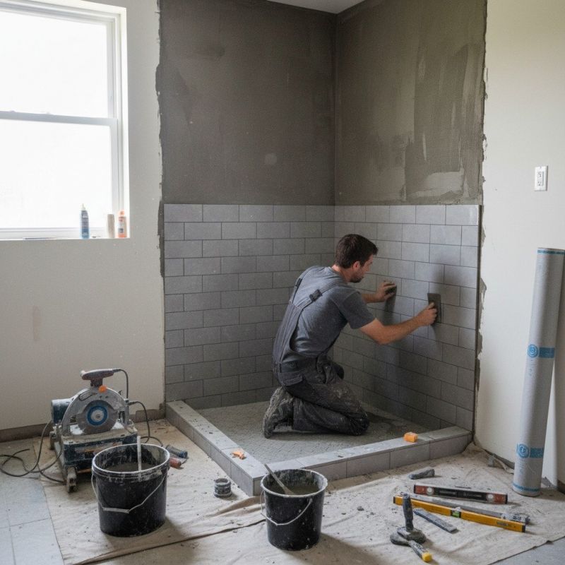 Local Shower Tile Laying pros at work